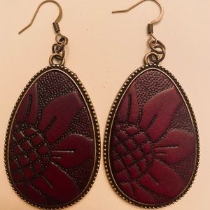 Homemade Sunflower Leather Dangles